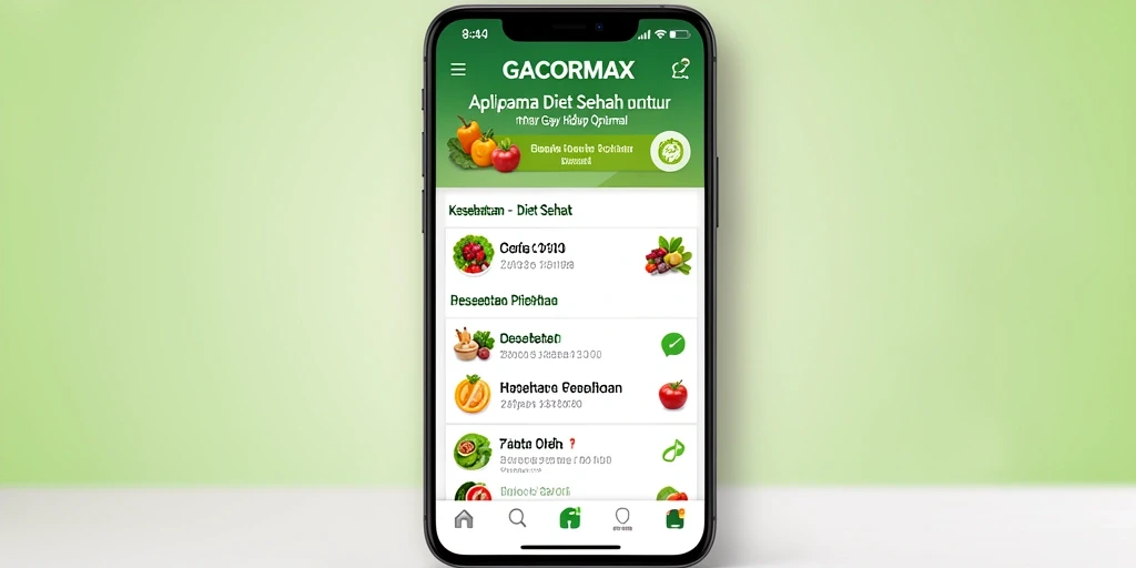 Tampilan antarmuka GACORMAX yang user-friendly untuk Diet Sehat.