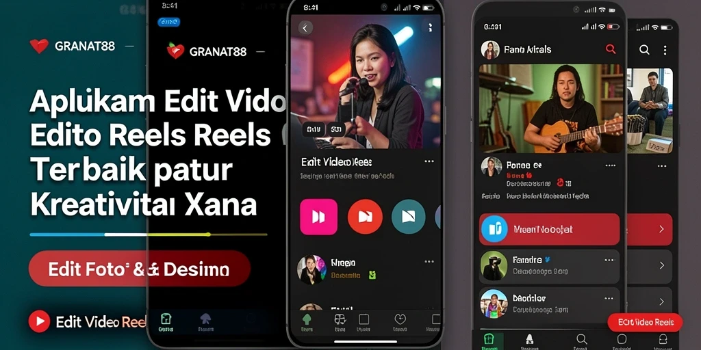 Tampilan antarmuka pengguna GRANAT88 untuk editing video reels yang menarik.