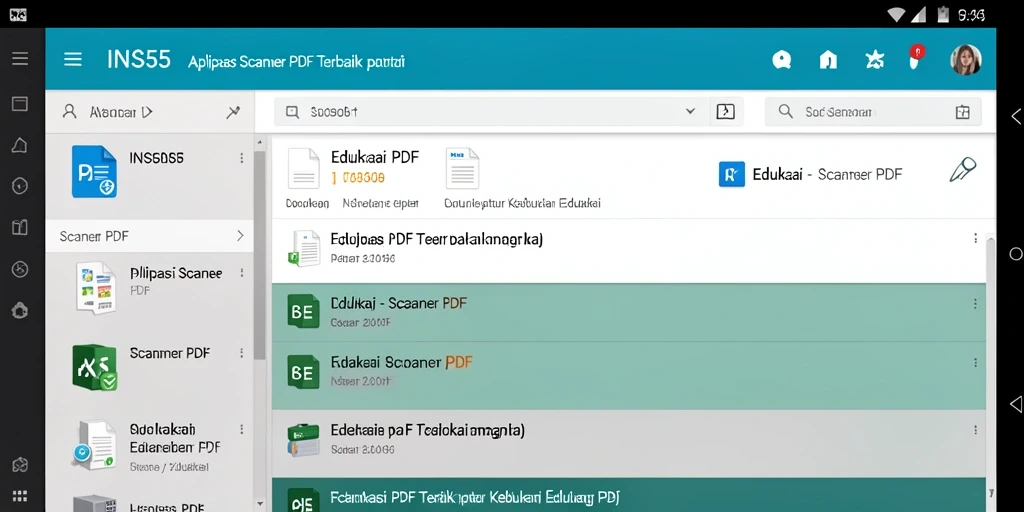 Antarmuka canggih dari aplikasi Scanner PDF INS55 yang mudah digunakan.