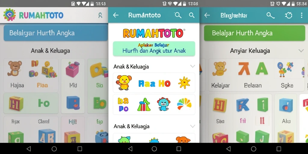Antarmuka aplikasi RUMAHTOTO yang berwarna-warni dan ramah anak.