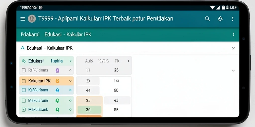 Antarmuka aplikasi T9999 yang intuitif dan fungsional untuk Kalkulator IPK.